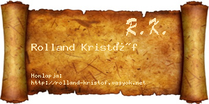 Rolland Kristóf névjegykártya